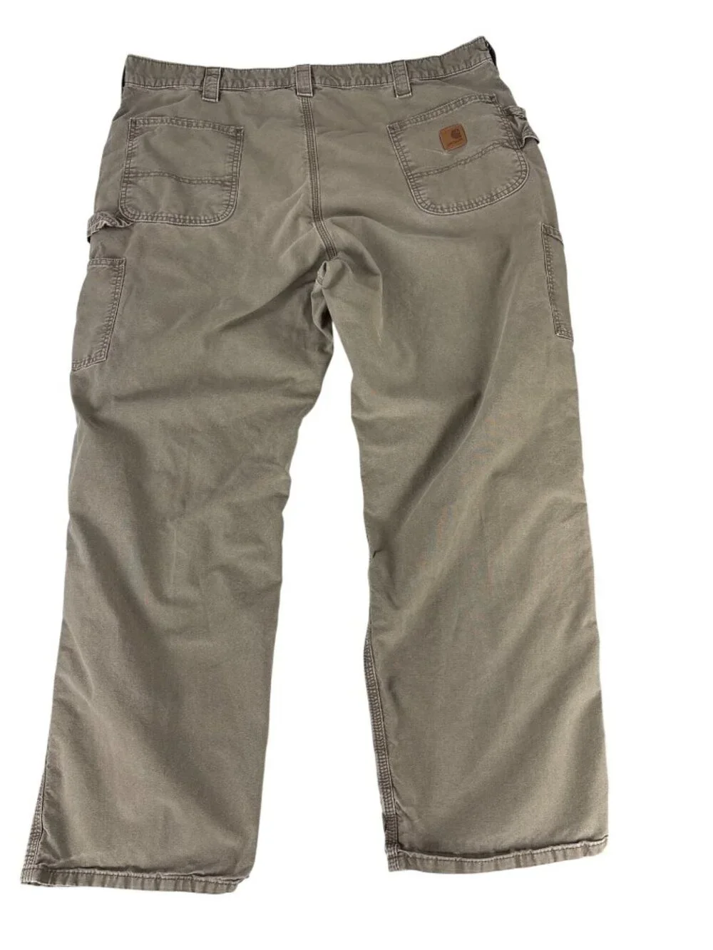 Vintage Carhartt Canvas Work Dungaree Pants Brown Khaki Carpenter 44x32